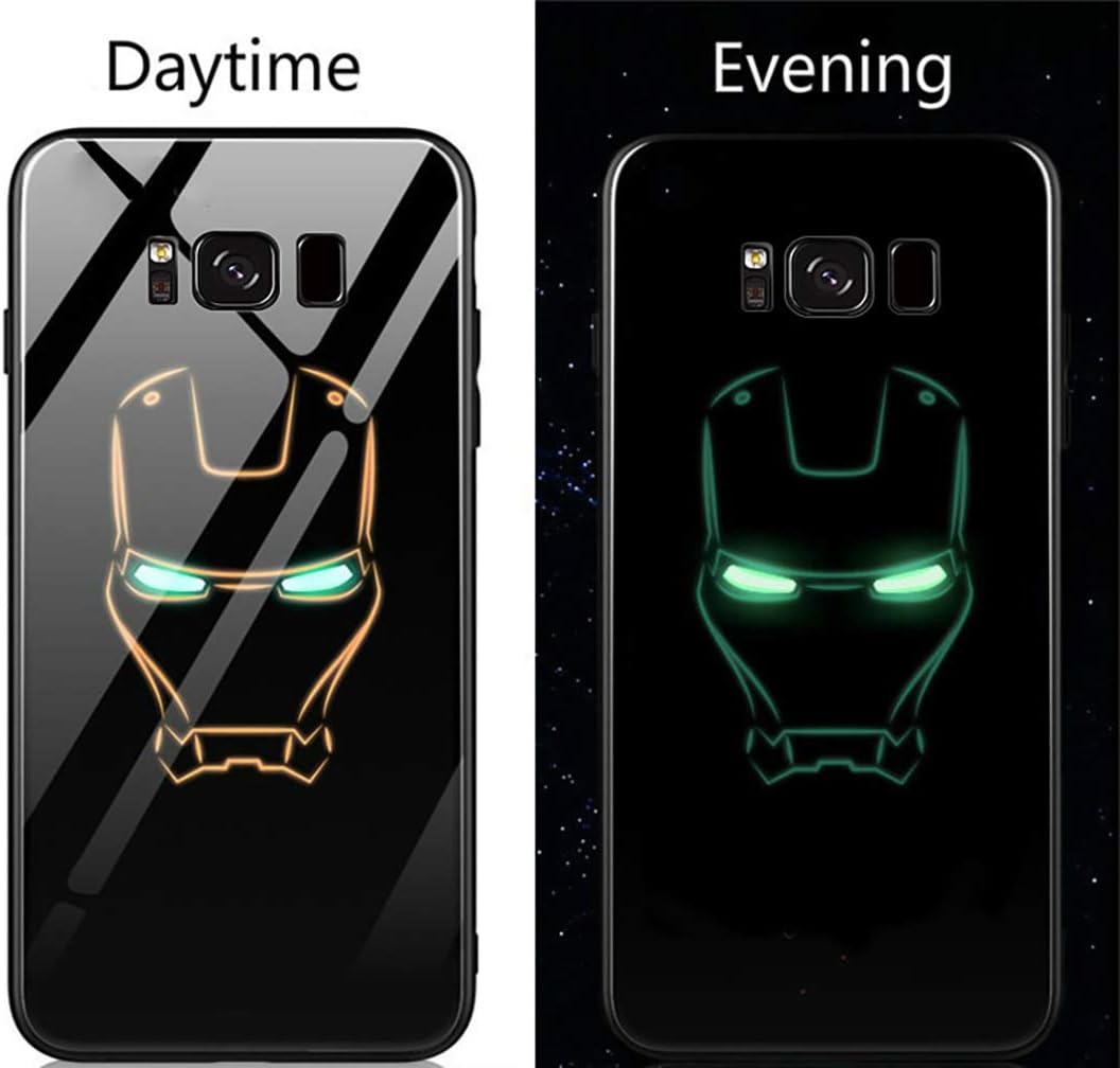 Iron Hero Man Luminous Fashion Luxury Tempered Glass Hybrid Case for Samsung Galaxy S8 S8 Plus S9 S9 Plus Note 8 Note 9 (Style 3, Galaxy Note 8)