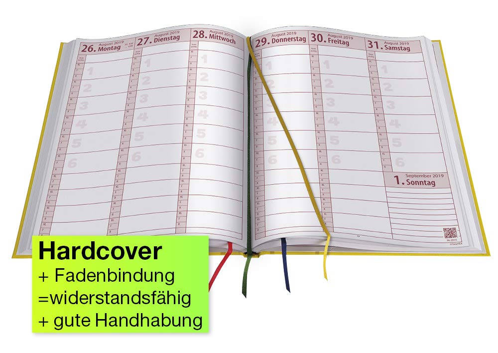 TimeTex System-Schulplaner A4-Plus Gelb - Schuljahr 2026-2027 - Lehrerkalender - Lehrertimer - 10750 - mit breitem Verschlußgummi