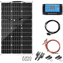 Flexible Solar Panel Kit, monocrystalline Flexible Solar panelswith LCD Controller with Extension Cable,40A Charge Controller, Mounting Brackets and Cables, Ultra-Thin Design 200W
