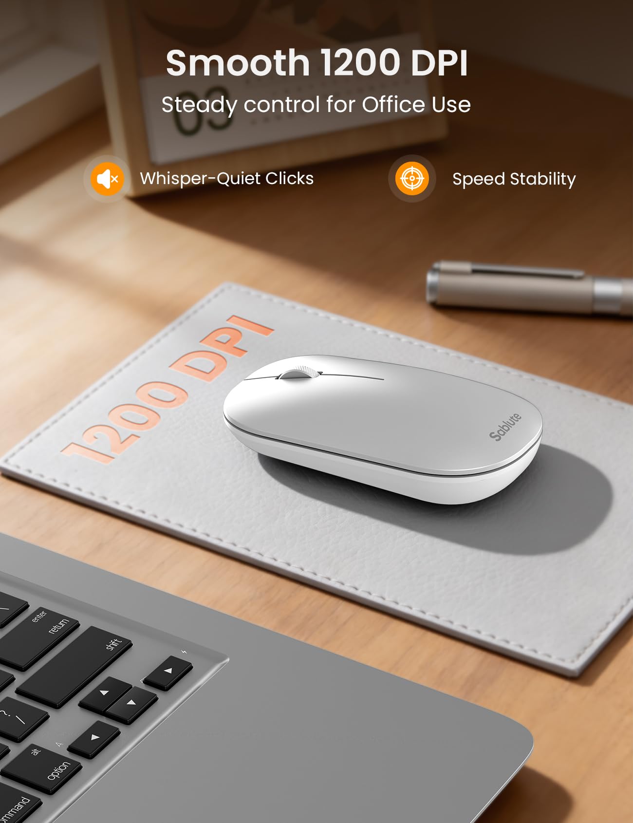 SABLUTE Teclado y mouse Bluetooth para Mac, combo de teclado inalámbrico recargable para múltiples dispositivos, textura metálica, tamaño completo para MacBook Pro/Air, iMac, iPad (blanco plateado)