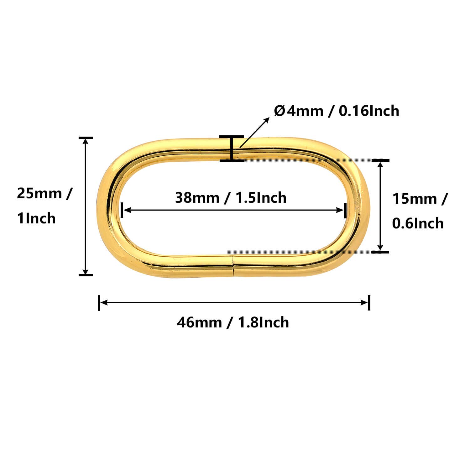 BIKICOCO 1-1/2'' Metal Oval Ring Buckle Loops Non Welded for Leather Purse Bags Handbag Straps Gold - Pack of 20 - Image 2