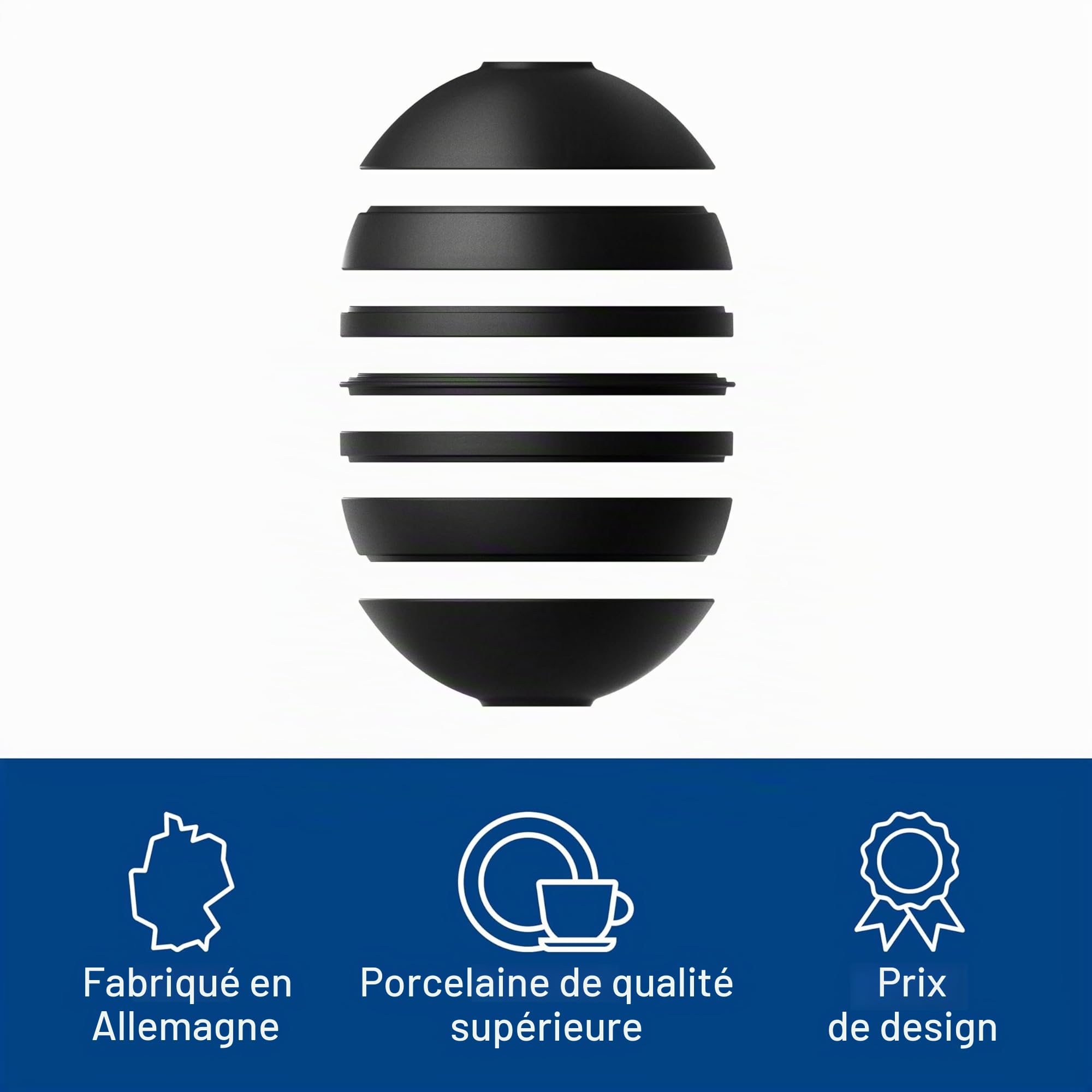 Villeroy & Boch 10-1665-9094 Iconic La Boule, objet design avec surface attrayante, porcelaine de qualité supérieure, passe au lave-vaisselle, noir