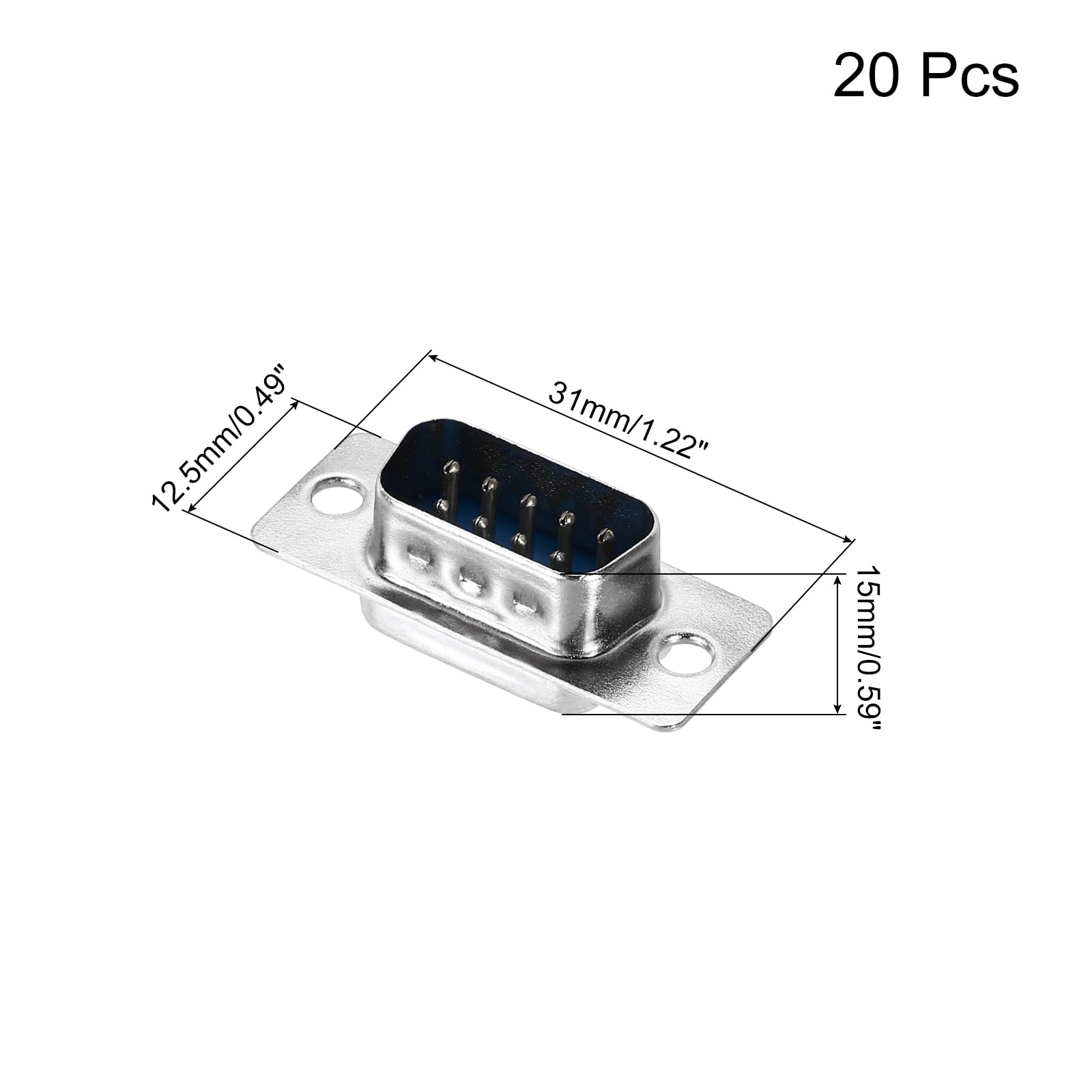 MECCANIXITY DB9 Solder Connectors,DB25 Solder Connectors Male Female Socket 9-pin 2-Row Male Female Serial Port Terminal Breakout for Mechanical Equipment CNC Computers Pack of 20
