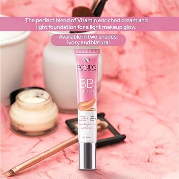 POND-S BB+ Cream, Natural Light Coverage, 18g, Pack of 2 (Natural Shade)