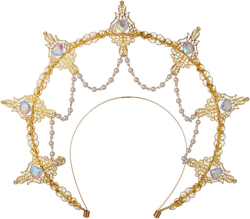 BLESSUME Halo Crown Mary Goddess Headband Women's Halloween Costume Goddess Headpiece (Style 2)