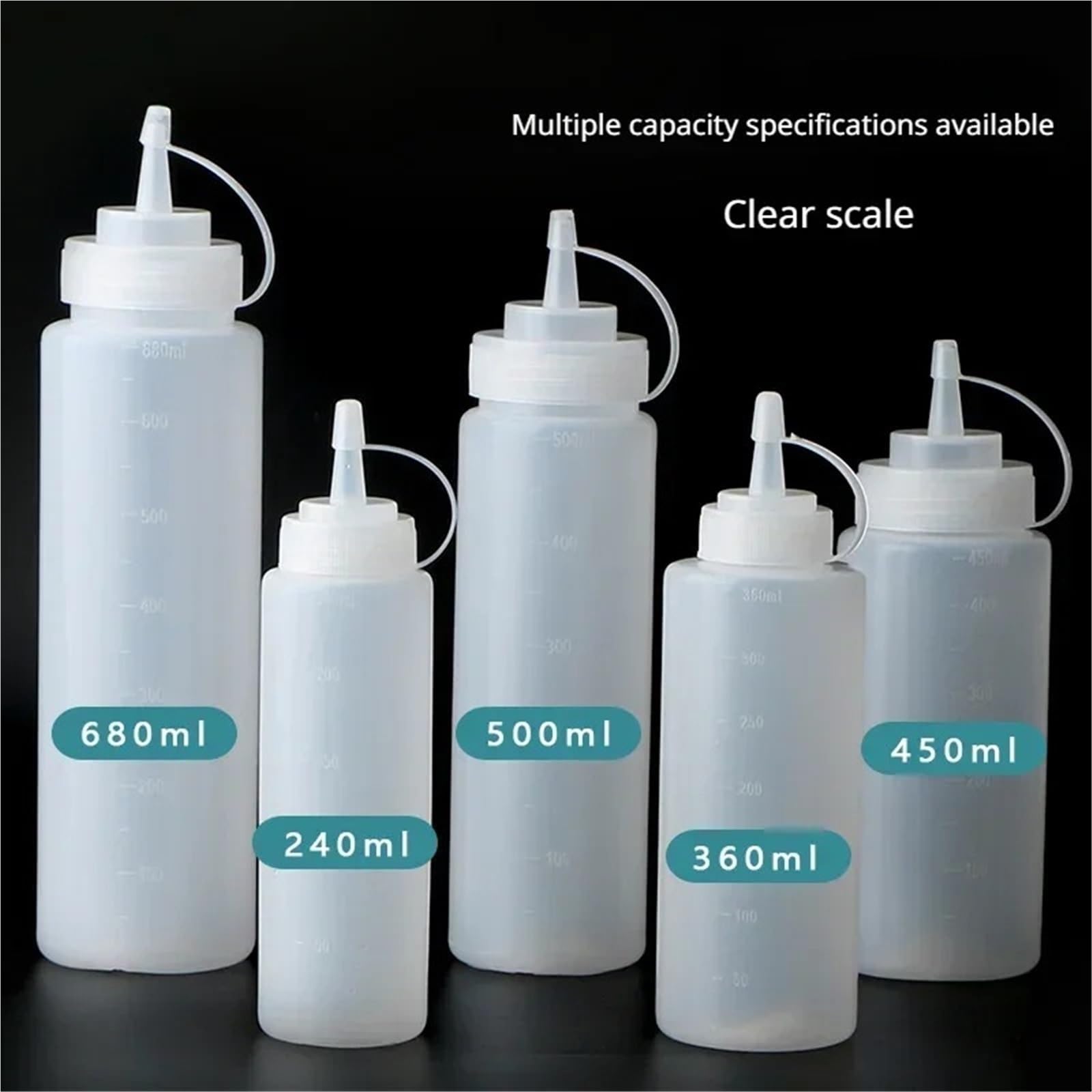 10 pezzi Ketchup Salse BBQ Bottiglia di olio d'oliva Bottiglie condimenti grandi da spremere con ugelli Dispenser Salsa Gadget cucina per Condimenti(500ml)