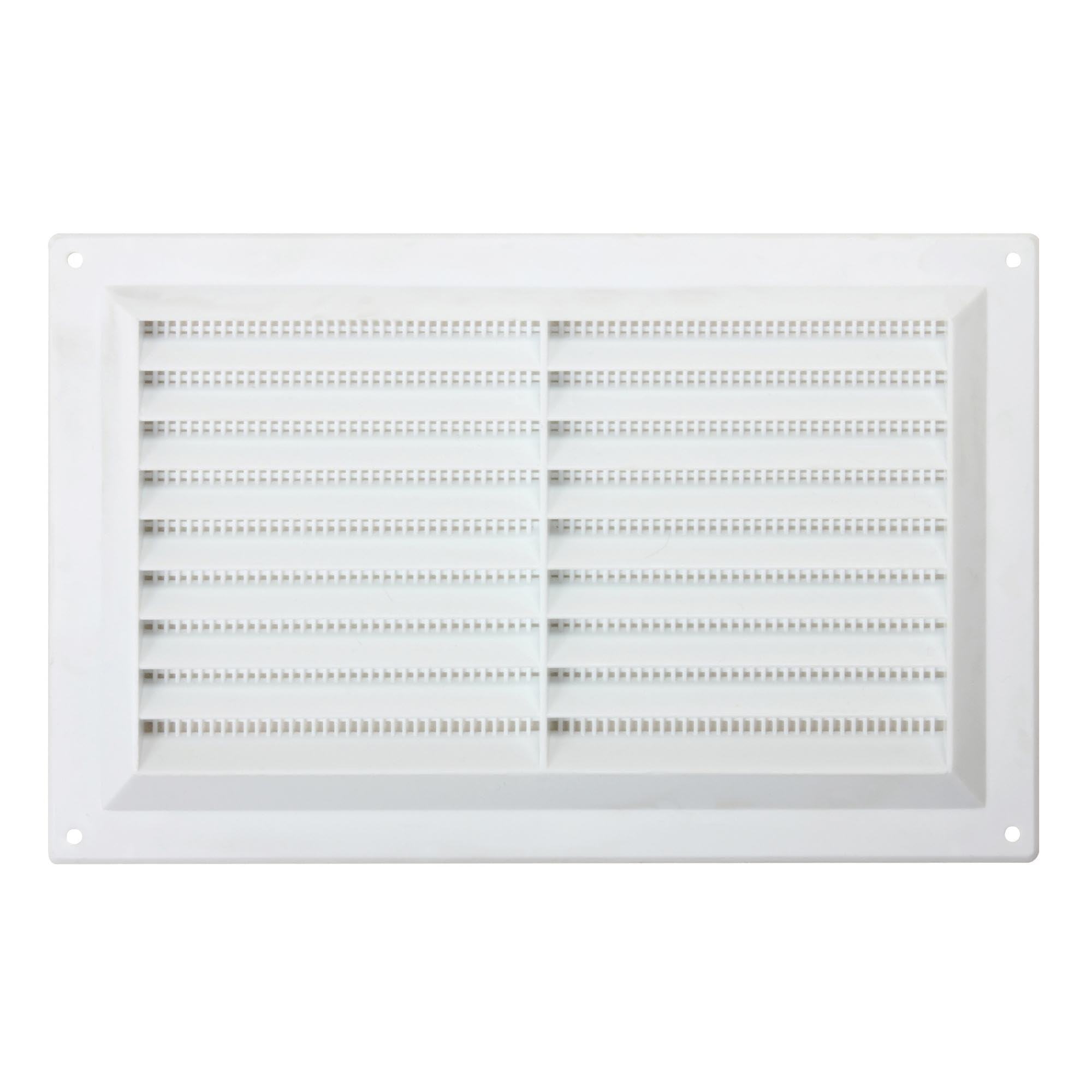 Plastic Louvre Air Vent with Flyscreen 9" x 6" (229mm x 150mm), Double Brick Grille Cover, White