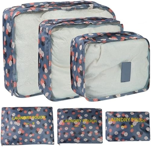 Organizadores de equipaje de gran tamaño, 6 piezas, organizador de maletas de viaje, bolsa de almacenamiento, bolsas de maquillaje, organizador de