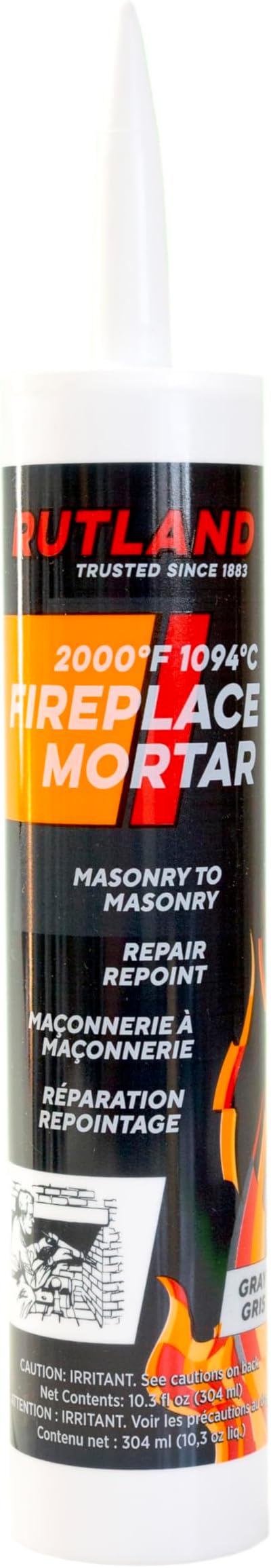 Rutland Gray Fireplace Mortar - 10 .3 oz Tube