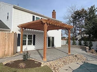 Pergola Depot Big Kahuna 16x16 Cedar Pergola Kit with 10' Posts and End Shape D