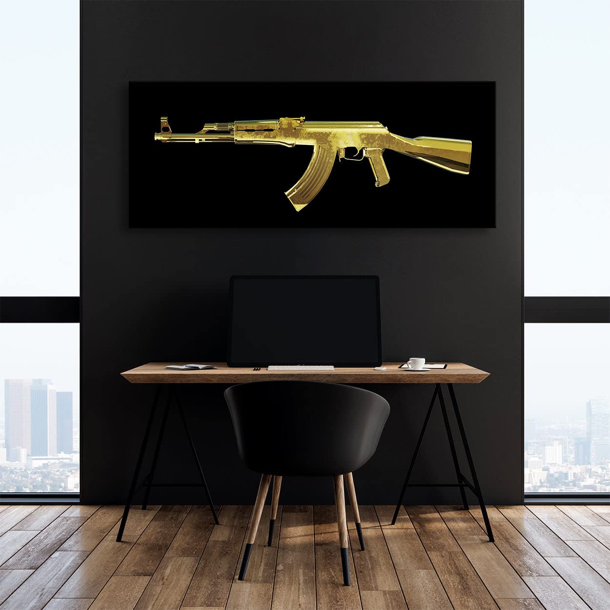 Amazon.com: Sense Canvas Ak 47 Gold Canvas Art - Home Decor Wall