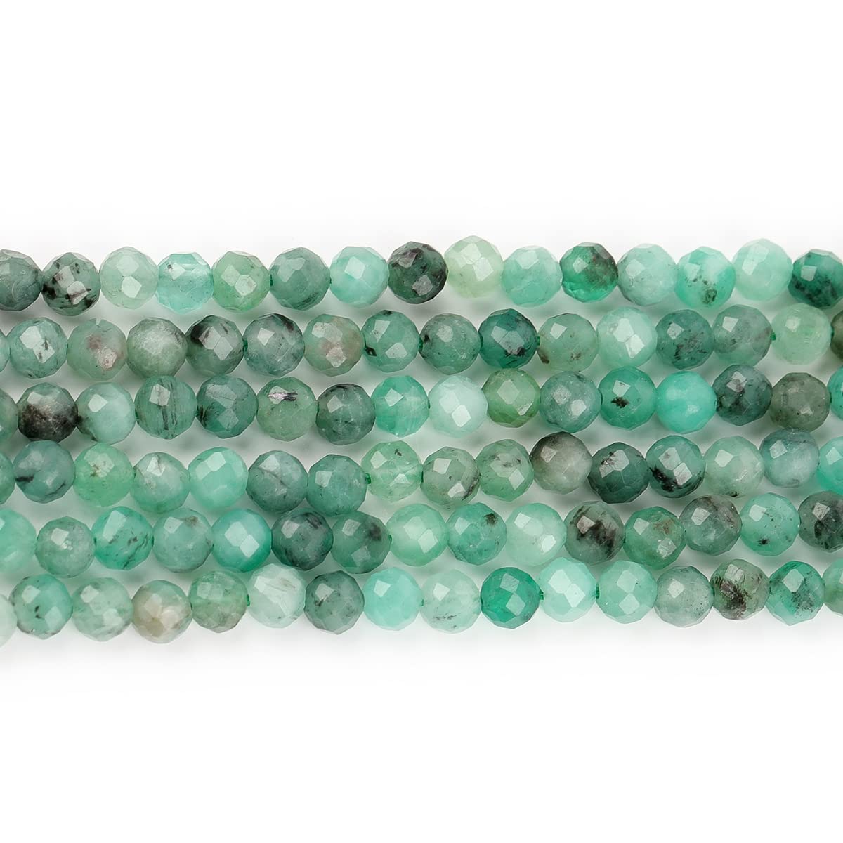 GEM-Inside AA, 3 mm, natürlicher grüner Smaragd, Quarz, facettiert, rund, winzig, kleine Abstandshalter, Perlen für Schmuckherstellung, Armband, Ohrringe, Charms, voller Strang, 38,1 cm