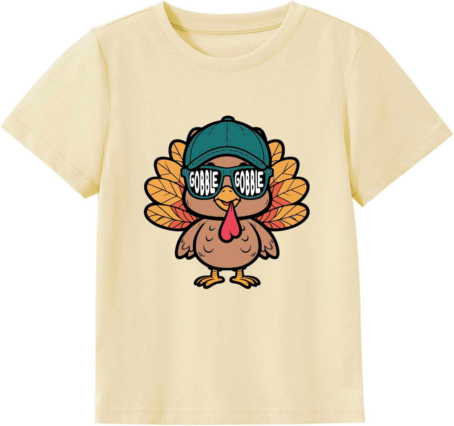 Thanksgiving Shirt for Boys Toddler Kids Funny Turkey Gobble Outfits Pumpkin Season Fall T-Shirt Tee 2-7 Years