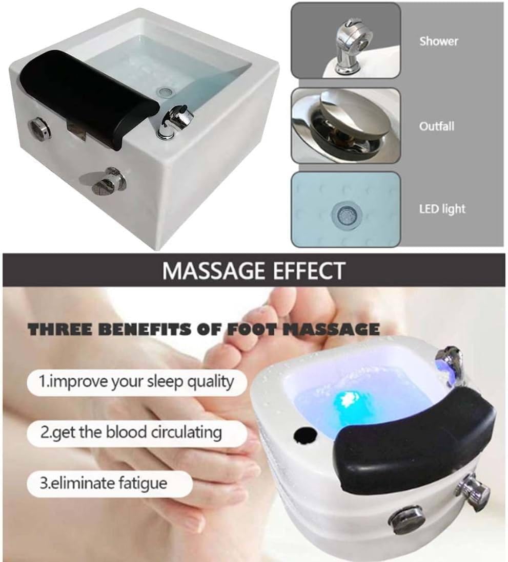 BañEra de Hidromasaje PortáTil para Pies y Pedicura, BañO de Pies AcríLico, Drenaje AutomáTico, BañEra de Pedicura para RelajacióN y Alivio del Dolor, para Tratamiento de SPA en el Hogar