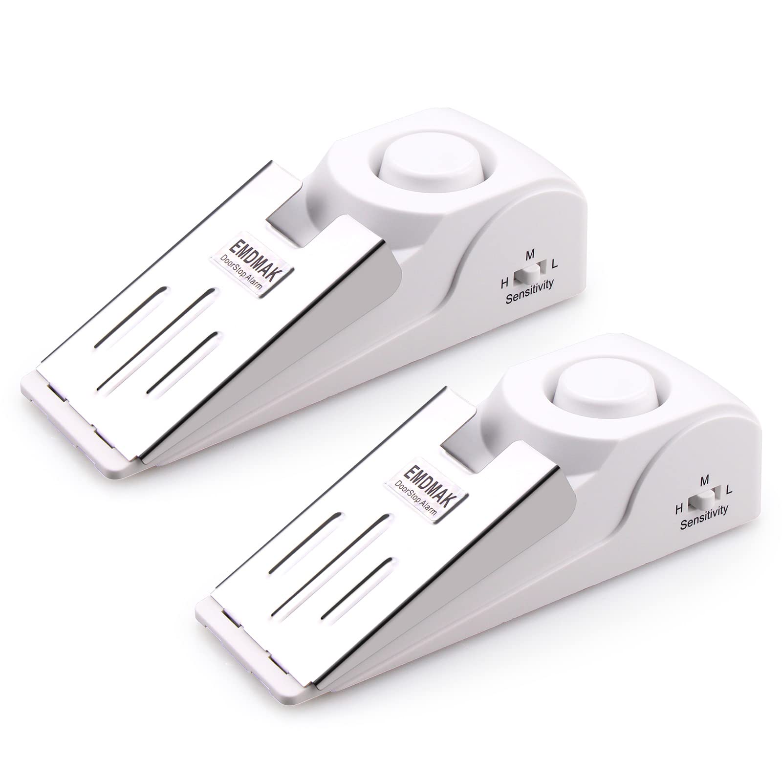 EMDMAK Door Stop Alarm with 120DB Siren Door Stop for Home & Travel (White) (Pack of 2)