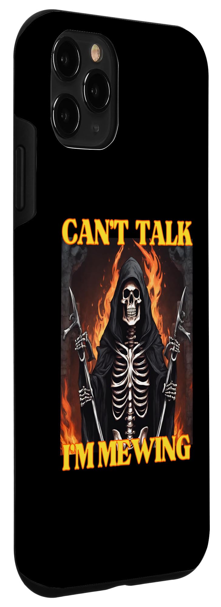 iPhone 11 Pro Can’t Talk I'm Mewing Funny Cringe Hard Skeleton Meme Case - Image 3