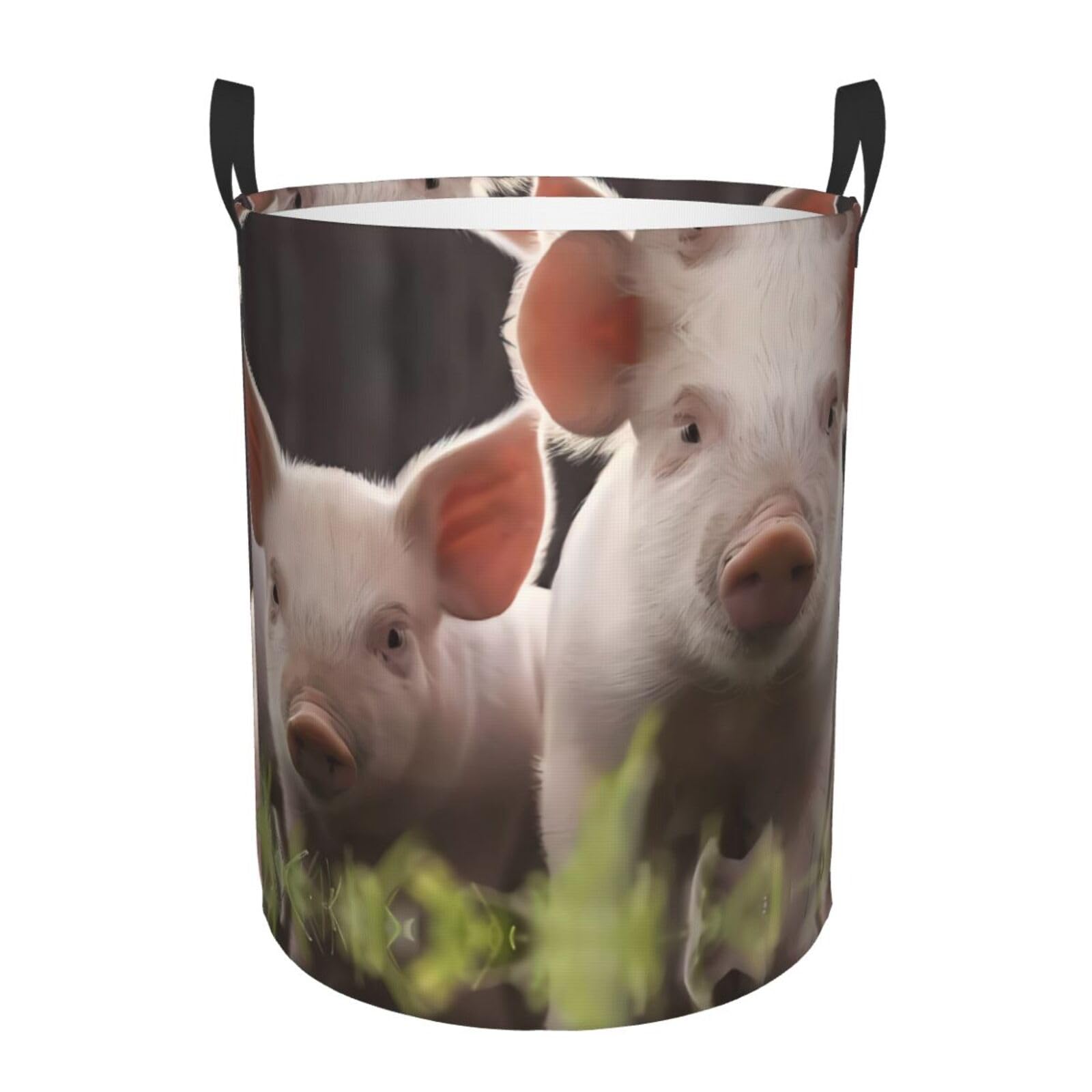 M Circular Hamper cute pig Print for Dirty Clothes