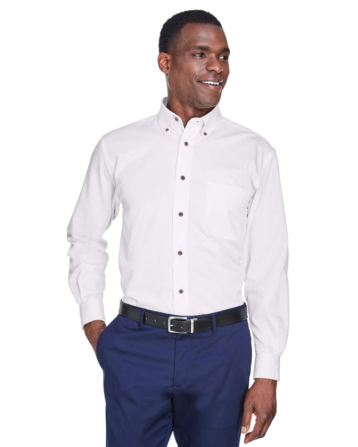 Harriton Mens Long-Sleeve Twill Shirt with Stain-Release (M500)