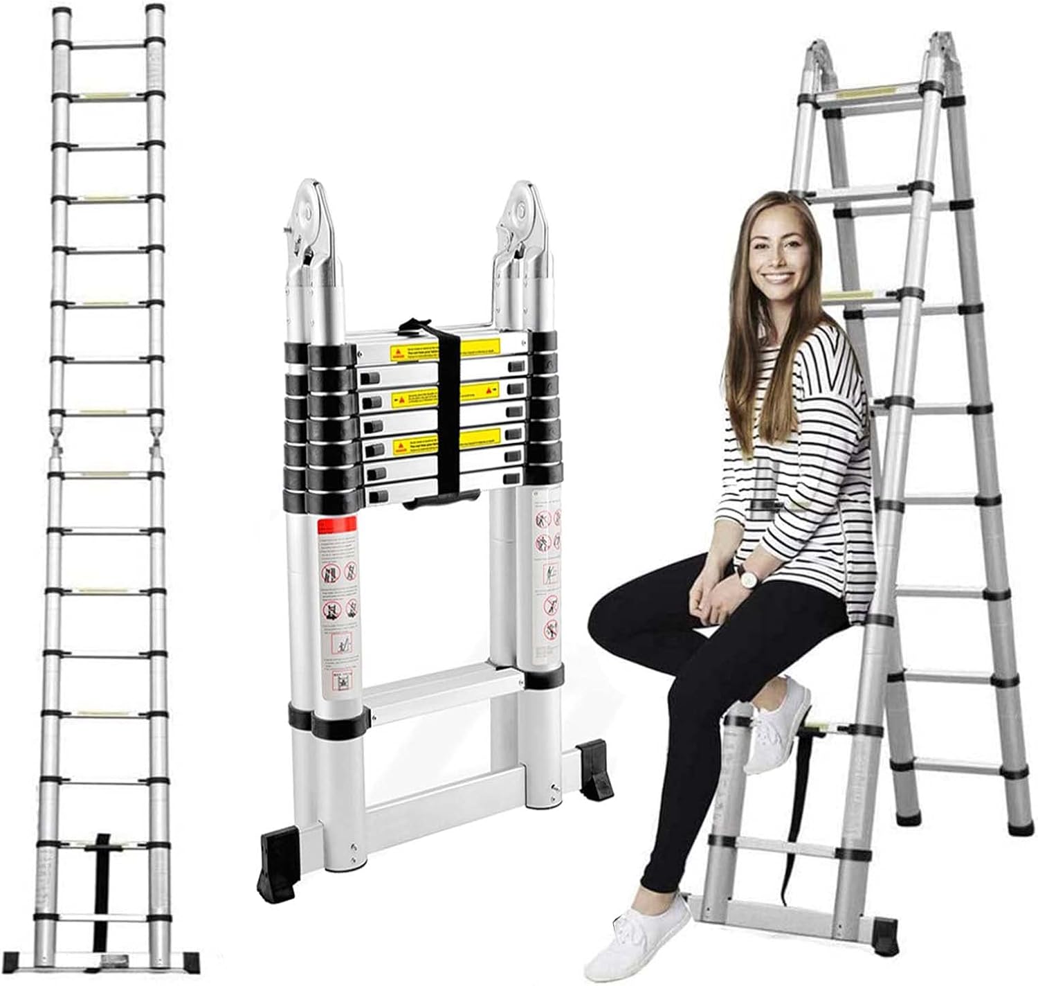AFrame Telescopic Ladder Aluminium 6+6ft, Extension Portable Multi