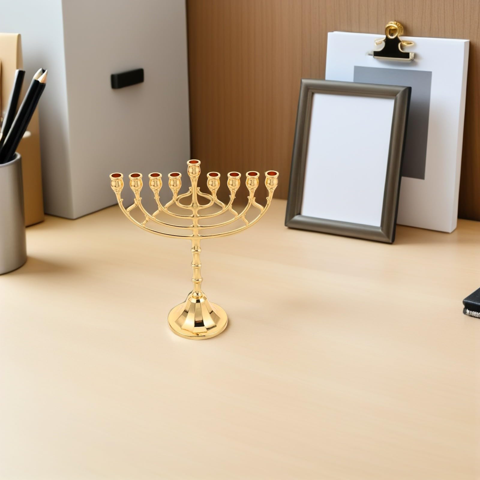 FOMIYES Candeliere Tradizionale Ebraico per Hanukkah Fessure Decorazione Religiosa Israeliana per Casa Design Elegante e Materiale Resistente