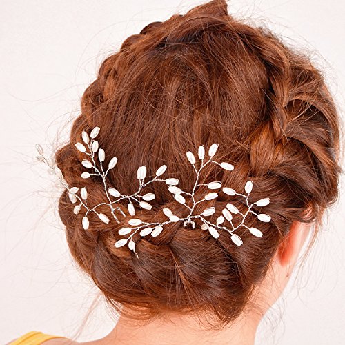 QTMY 2 Pcs DIY Handmande Pearls Flower Hair Pin Hair Jewelry Hair Accessories