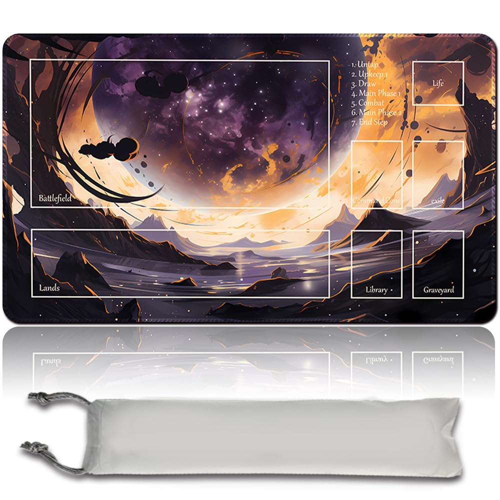 Board Game MTG Playmat + Free Waterproof Bag, Stitched Edges, Smooth Rubber Surface, MTG PlayMat with Zones (An Original Playmat)