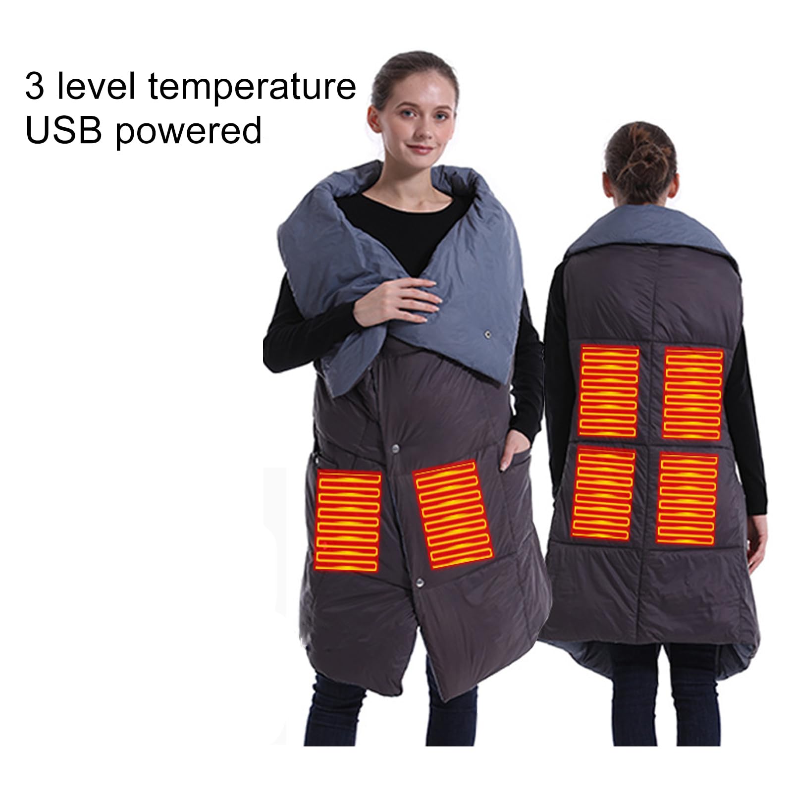 Jeanoko Tappetino Riscaldato Tappetino Elettrico Grigio con 6 Zone di Riscaldamento e 3 Livelli di Temperatura per il Comfort a Casa o in Ufficio