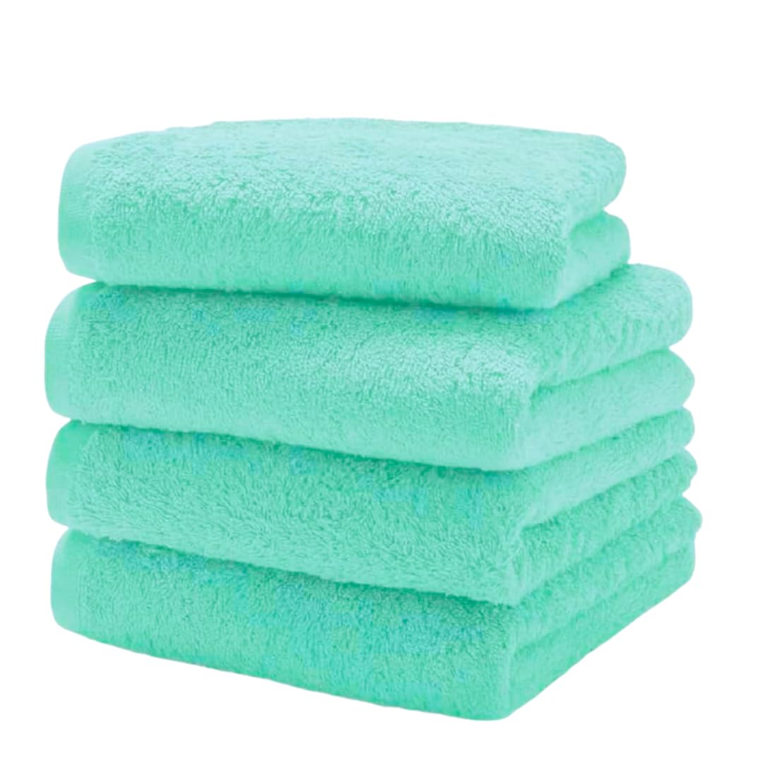 Diamond Tex 4 Pack Cotton Face Cloth Set 30 x 30 cm Flannel Washcloth Towels Extra Absorbent & Quick Dry Hotel Gym, Golf, Spa 600-GSM (Mint)