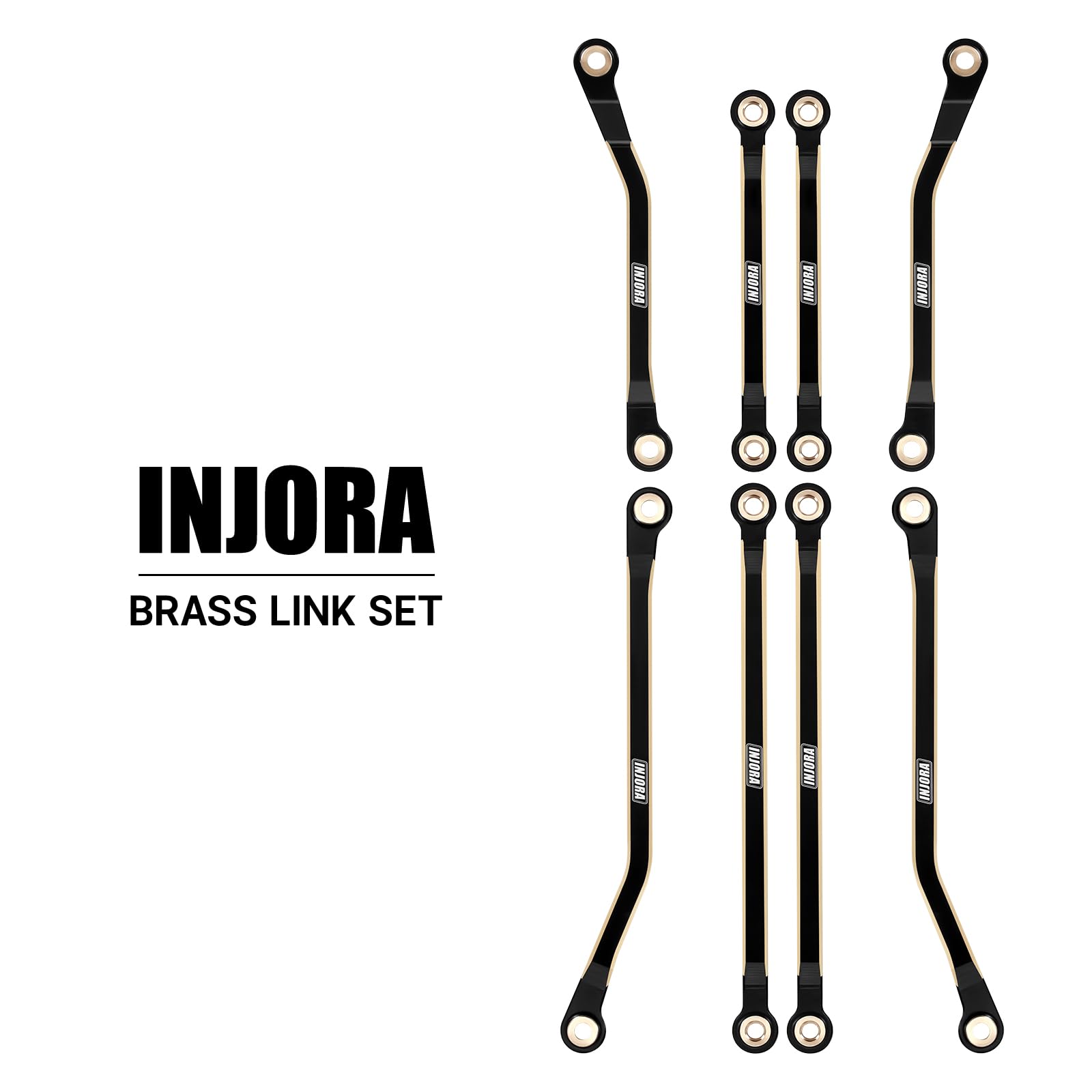INJORA Set di Collegamenti in Ottone Rivestimento Nero Ad Alta Altezza per Upgrade TRX4M High Trail K10 1/18 RC Crawler