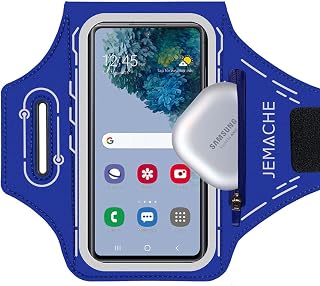 JEMACHE Armband for Samsung Galaxy S25 S24 S23 S22 S21 Ultra/Plus/FE, Gym Running Workouts Arm Band with Earbuds Holder (Nav Blue)