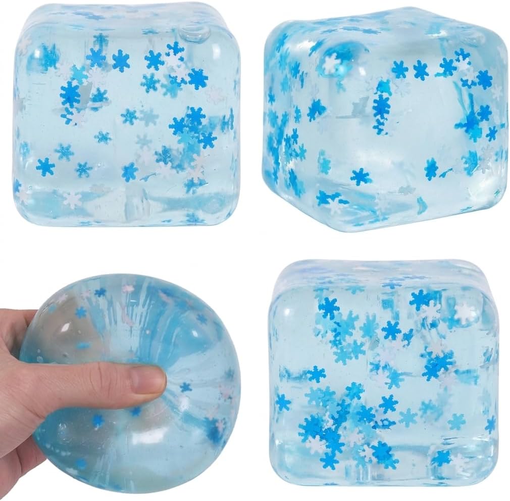 Snowflake Ice Cube Squishy Toy, Big Size 7cm Stress Relief Fidget Toys for Adults, Sensory Squishy Toys for Anxiety Relief and Focus, Soft Slow Rise Squeeze Toy for Stress (Transparent)