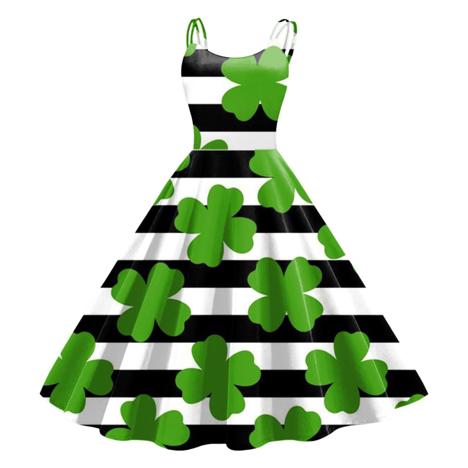 Womens St Patricks Day Fancy Dress Leprechaun Costumes Ireland Irish Lucky Shamrock Dress Saint Patricks Day Green Irish Outfits Gown CocktailGreen Sleeveless Paddy'sFancy Dres Party — image 1