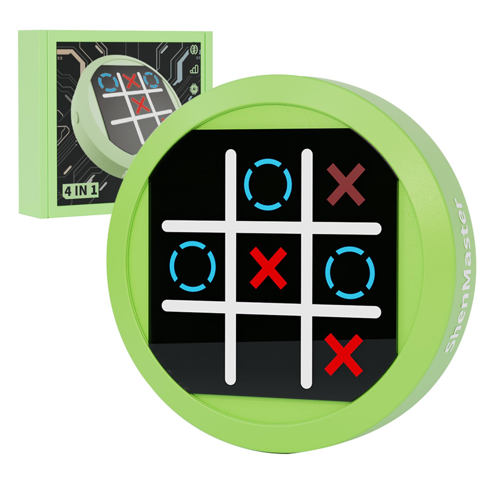 ShenMaster 4-in-1 Tic Tac Toe Electronic Game, Handheld Puzzle Game,Portable Travel Games for Kids & Adults Ages 3+,Board Games Gift Idea for Brain