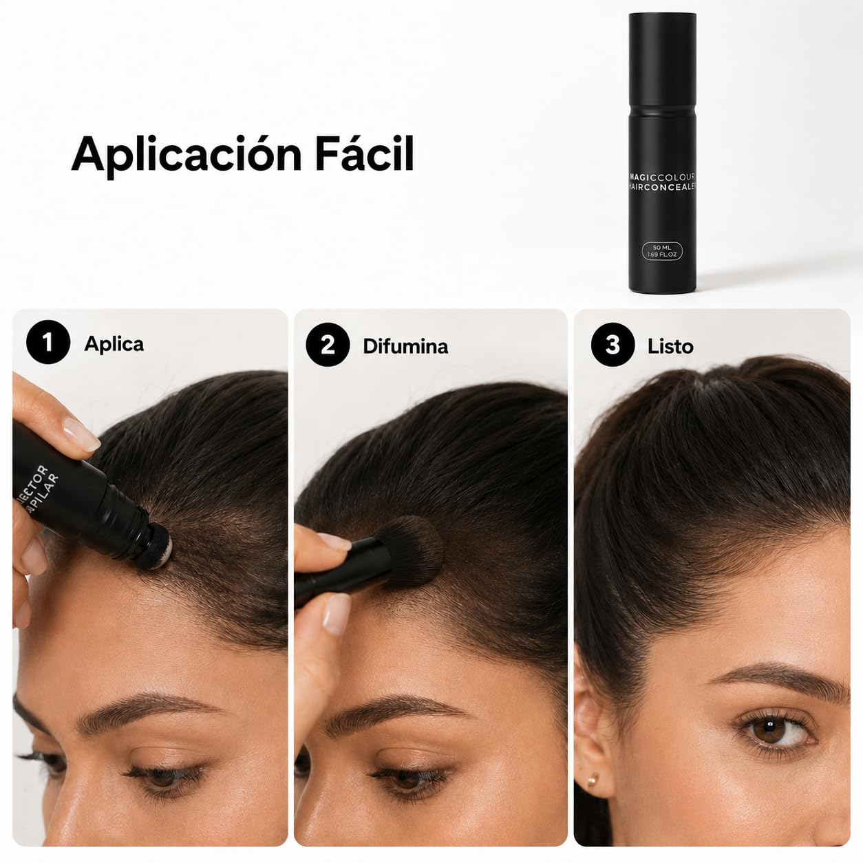 Miraj Densifying Hair Cream Crema Densificante Para Cabello Fino, Corrector de Entradas con Cobertura Ligera, Acabado Natural Para Peinado Diario (Black/White)