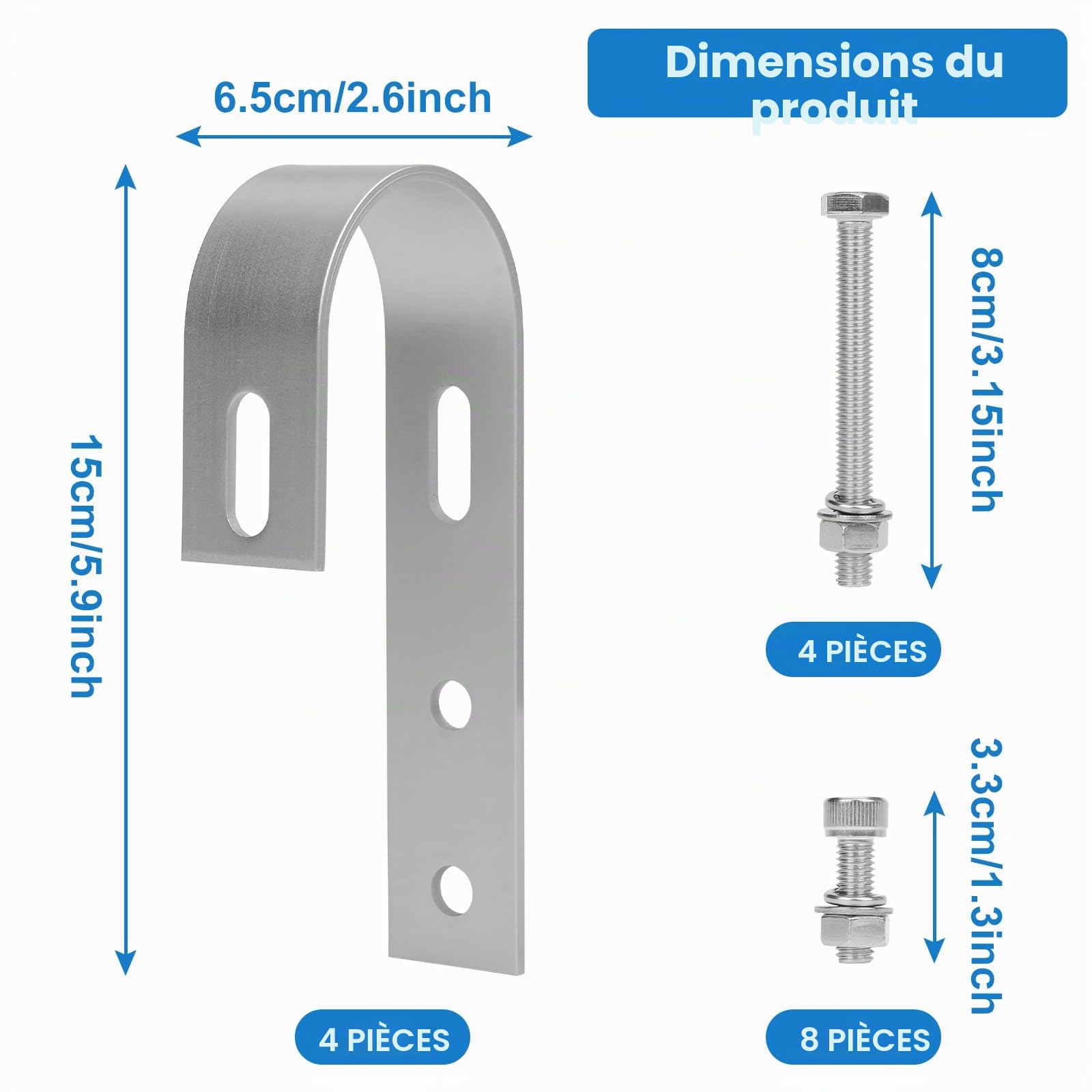 4 Pièces Fixation pour Panneau Solaire Crochets, Support Panneau Solaire, Crochet en Acier Inoxydable pour Balustrade, pour Panneau Solaire pour Fixation Sola pour Balcon