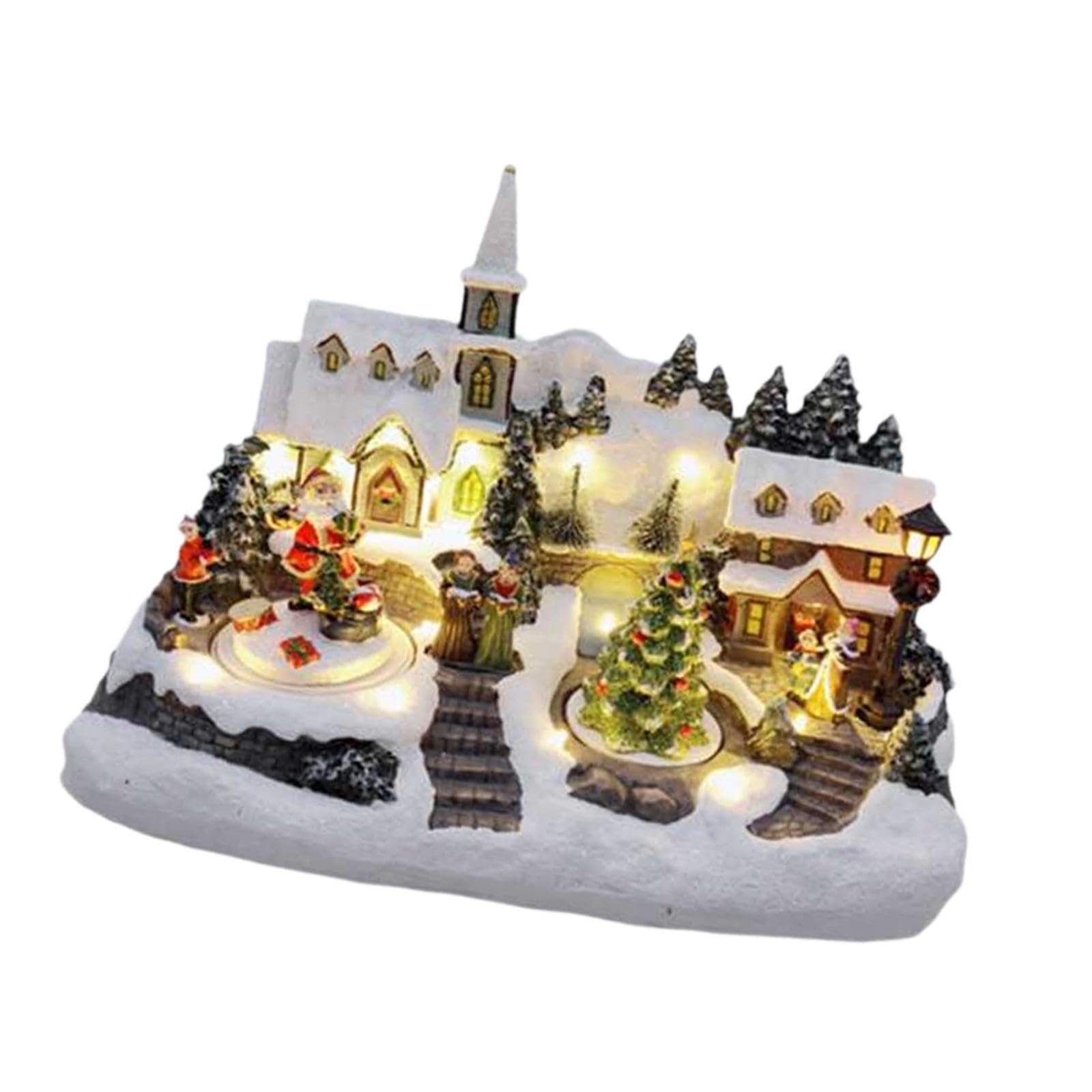 F Fityle Casette musicali natalizie da collezione, micro paesaggio, regalo con luci, decorazioni natalizie musicali per feste, mobiletto per camera da letto