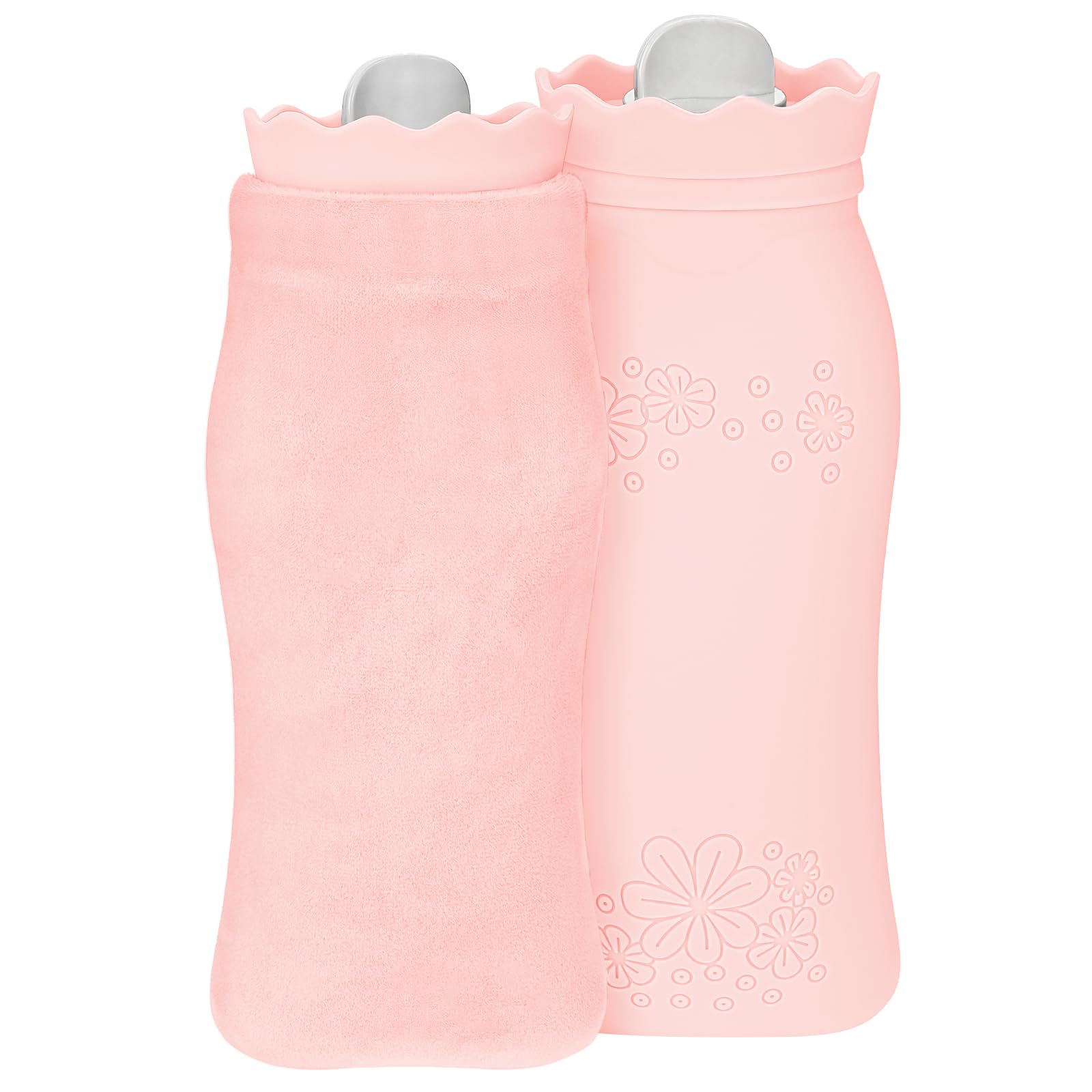 Silicone Hot Water Bottle with Cover - 650ml Hot Water Bag for Hot & Cold Therapies, Microwaveable Leakproof Hot Water Bottle for Keeping Hand Feet