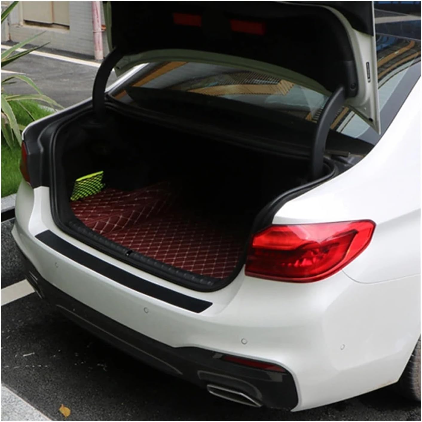 90cm Car Rear Trunk Bumper Carbon Fiber Pattern Sticker Decals Universal -Scratch -Collision Strips Stickers 1Pc(Silver)