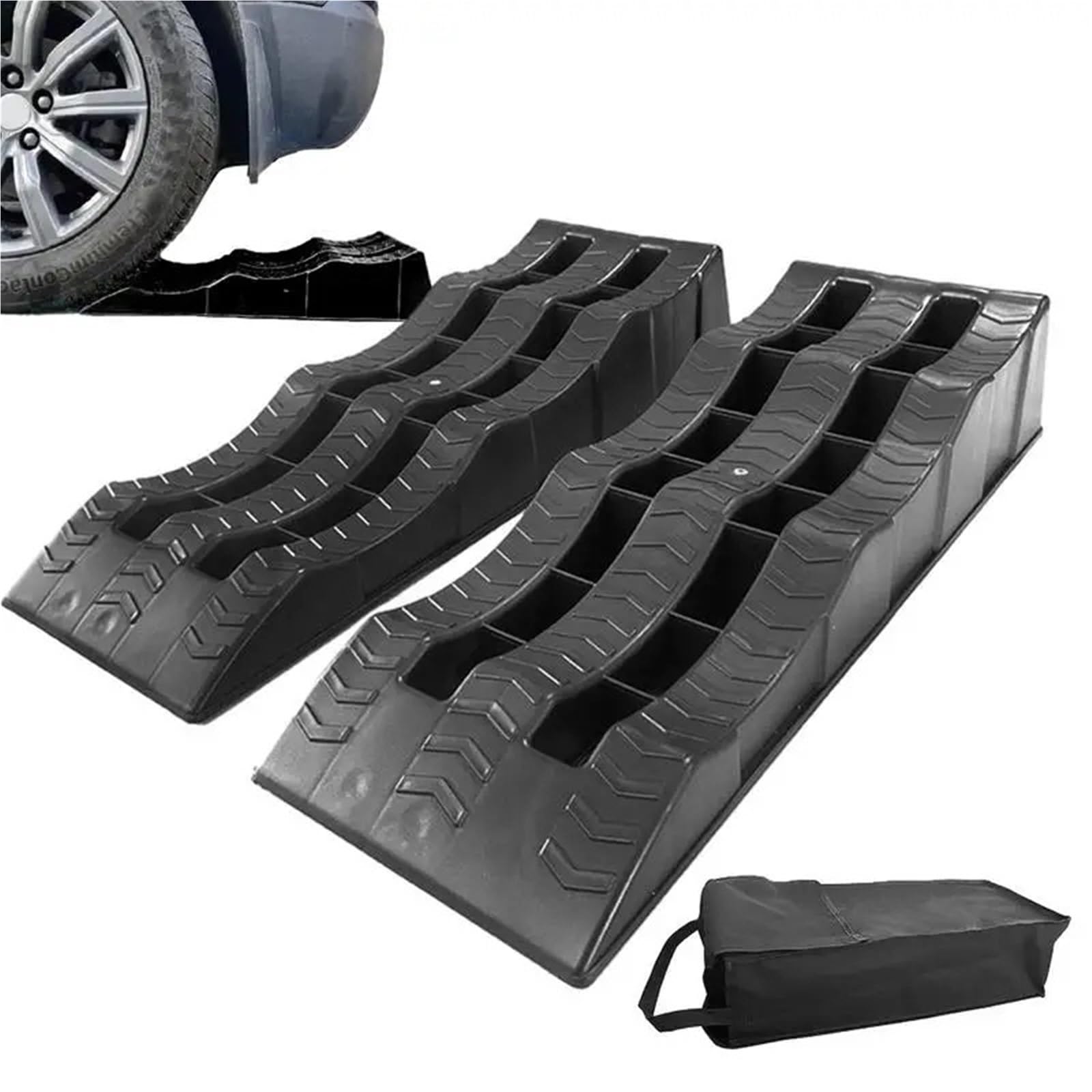 Auffahrkeile für Wohnmobil 2Pcs RV Nivellierung Rampen Anti-Skid Camper Reifen Unterlegkeile Auto Blöcke(Black)
