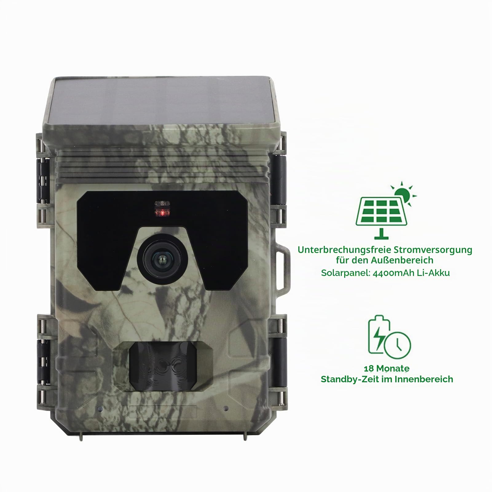 GOWENIC Solar Trail Kamera, 4K 50 MP HD Nachtsicht Sun Powered Solar Game Wildlife Jagd Trail Kameras, IP65 wasserdichte IR-Bewegungs Erkennungs Jagd Kamera, Schleifen für die Jagd