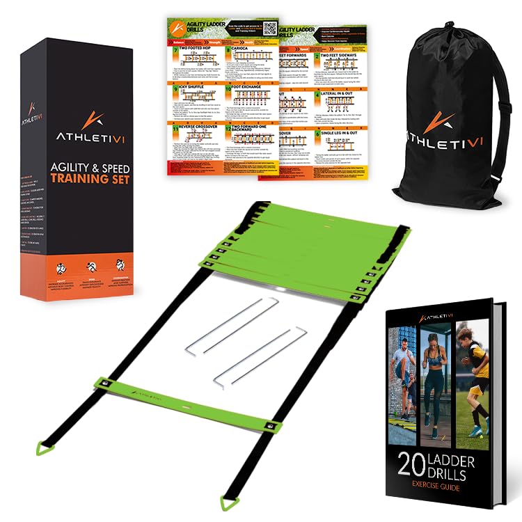 Agility Training Equipment Set for Proffesional Training, Adults, Youth & Kids. Soccer & Footbal Training Set with Fixed-Rung Ladder - Enhance Speed, Power & Strength.