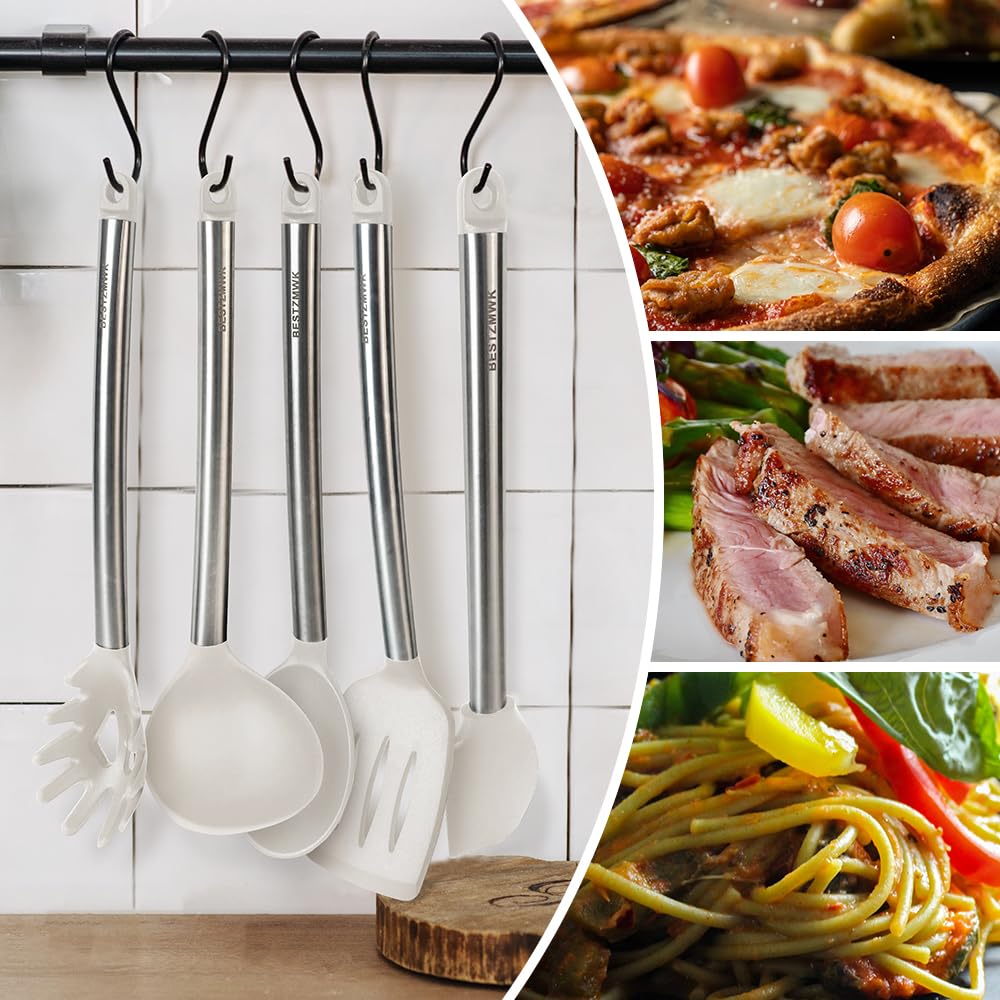Juego de utensilios de cocina, utensilios de cocina de silicona, 33 utensilios de cocina y cucharas para utensilios de cocina antiadherentes, juego de espátulas de silicona y acero inoxidable, las