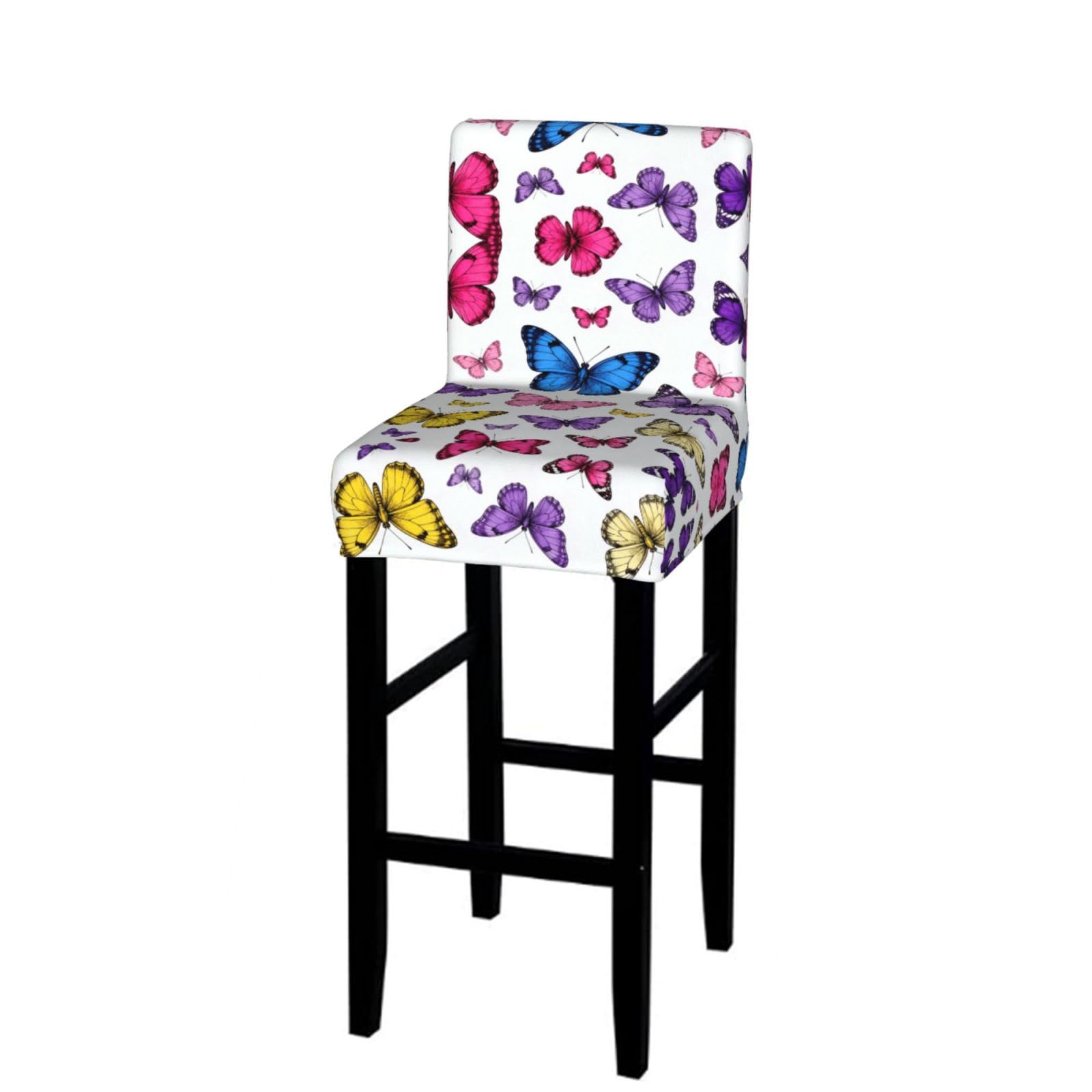 CNTDBU Butterfly Bar Stool Cover-Stretchy Chair Slipcover for Kitchen