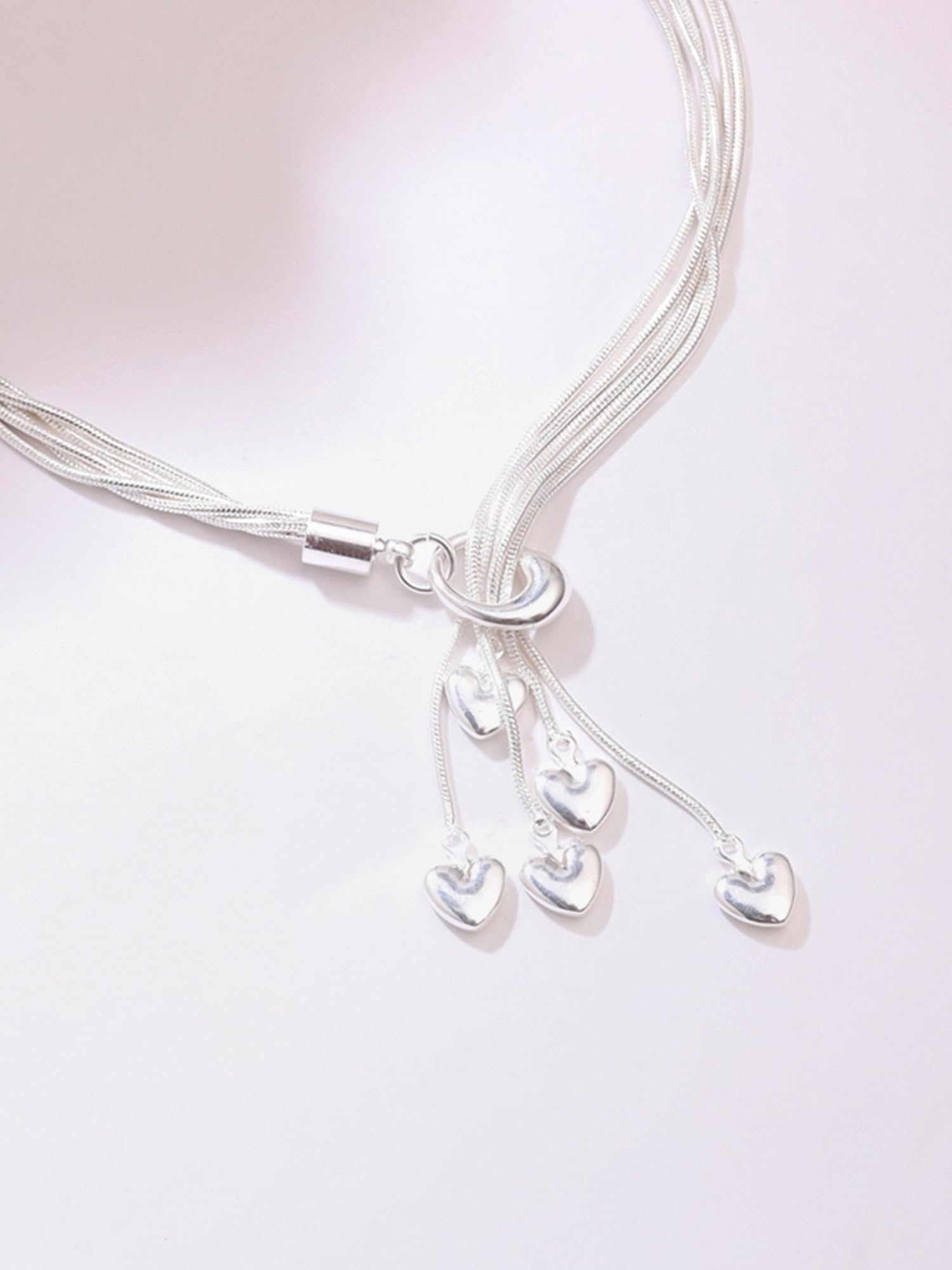 Yellow Chimes Elvora Bracelet for Women Silver Charm Bracelets | Silver Toned Heart Shaped Hanging Charm Bracelet for Girls | Birthday Gift for Women Valentine Gift for Girls 3