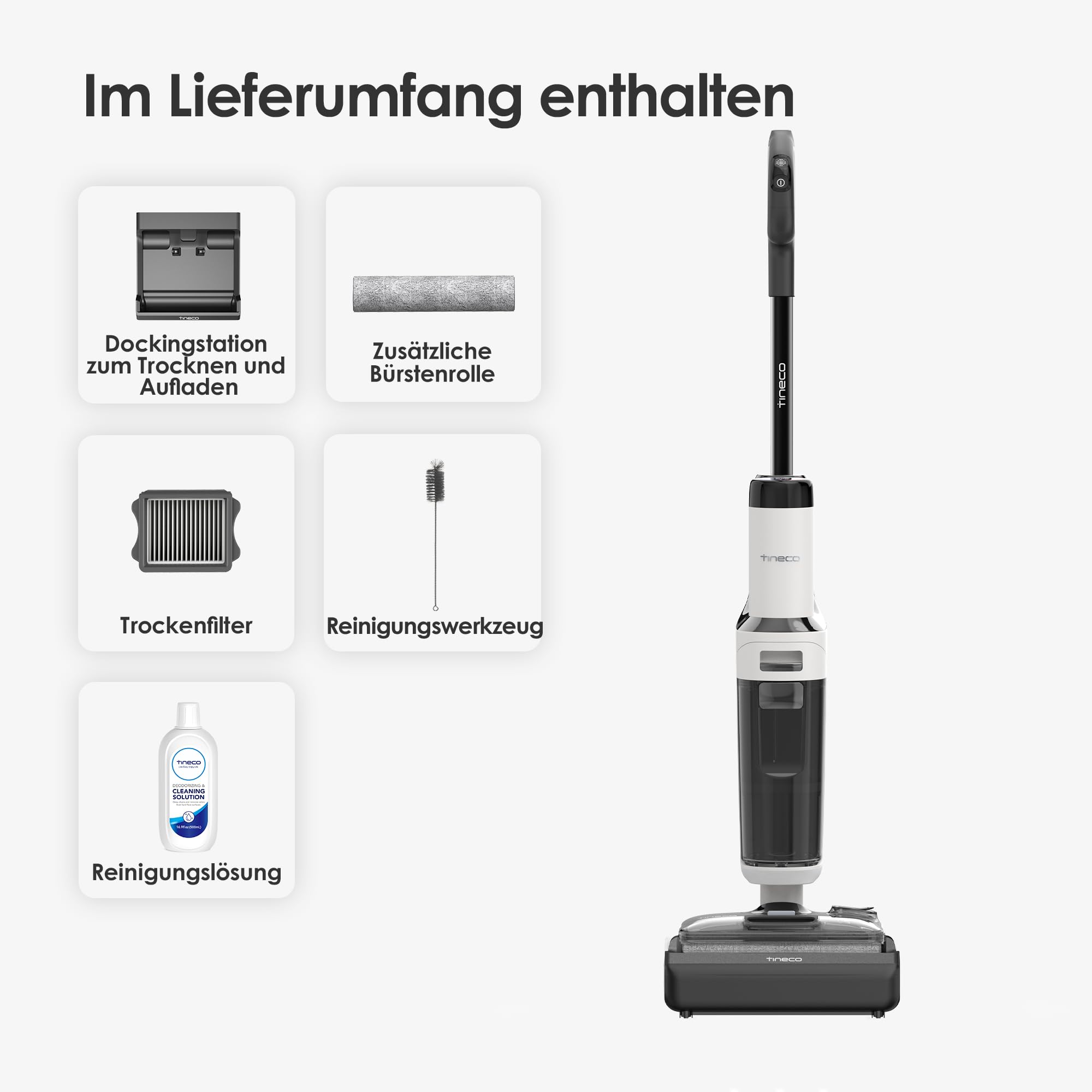 Tineco Floor One Stretch S6 Nass Trockensauger 180° Flachdesign 13cm Liegehöhe 85°C FlashDry Selbstreinigung 40min Laufzeit