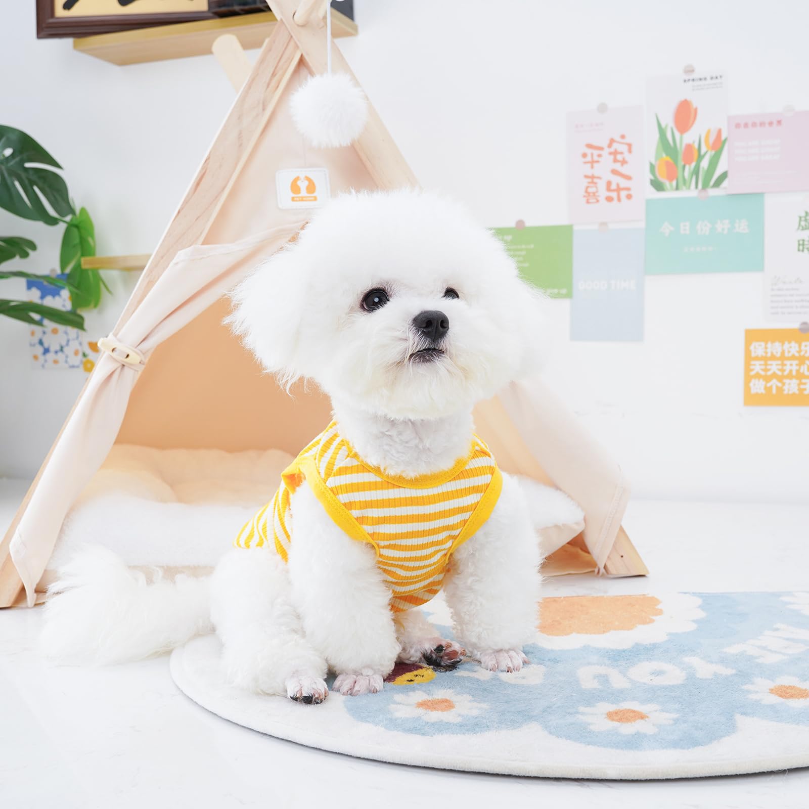 Winmany Dog Striped T-Shirt Pet Cat Summer Sleeveless Basic Vest Tank Top Puppy Soft Spring Fall Apparel Clothes for Small Medium Dogs Cats (1 - Image 4