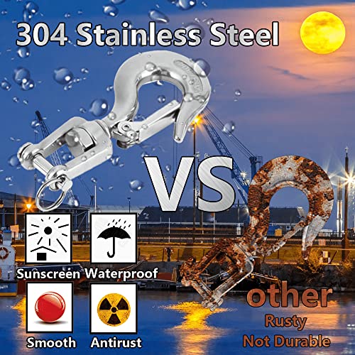 Slip Hooks, Lsqurel 1/2 304 Stainless Steel Chain Hook Clevis Hook Safety Hook Winch Hook For Chain, Cable Etc (Capacity 3300Lb) #TOP4