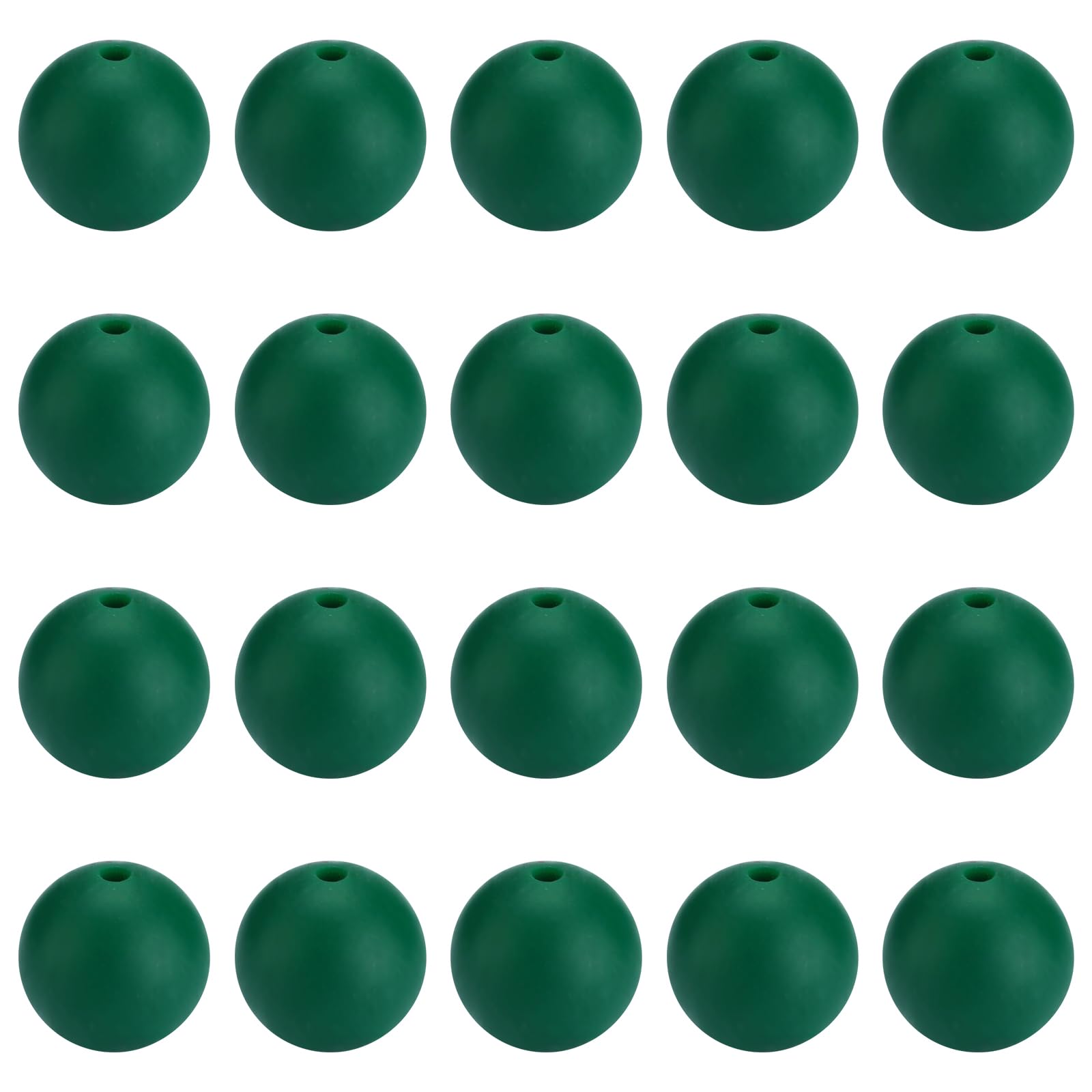 HUAAPLEVLA 15mm Dark Green Silicone Beads for Keychain Making, 20Pcs