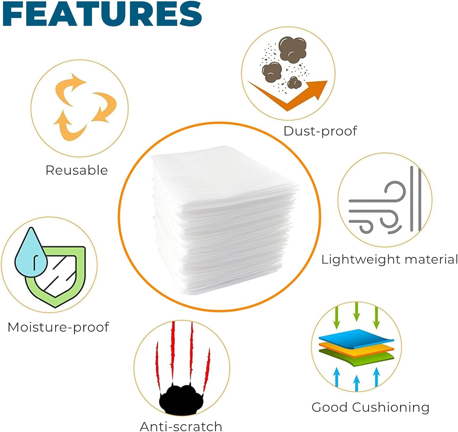 Foam Pouches & Foam Wrap Sheets,4 Sizes 80 Count Foam Wrap Sheets Cushioning For