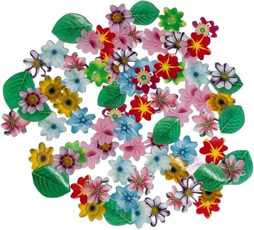 Flores comestibles, hojas comestibles y mariposas comestibles, papel de oblea, decoración de cupcakes para decoración de papel de arroz, decoración